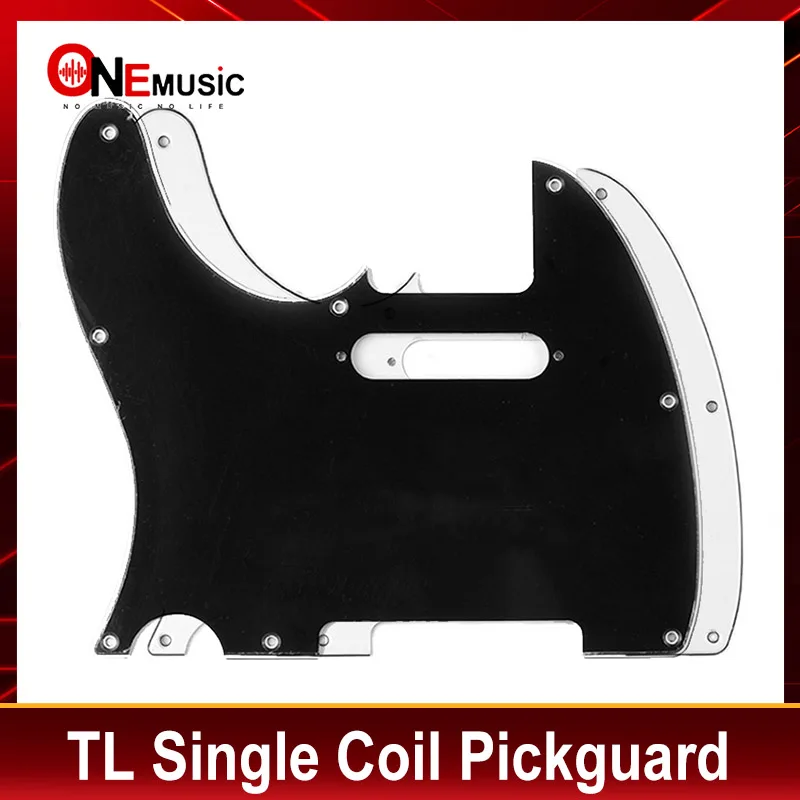 Left Hand TL Style Pickguard 3Ply Single Coil Pickup Hole 8 Screws Hole Scrate Plate for Electric Guitars Black/White