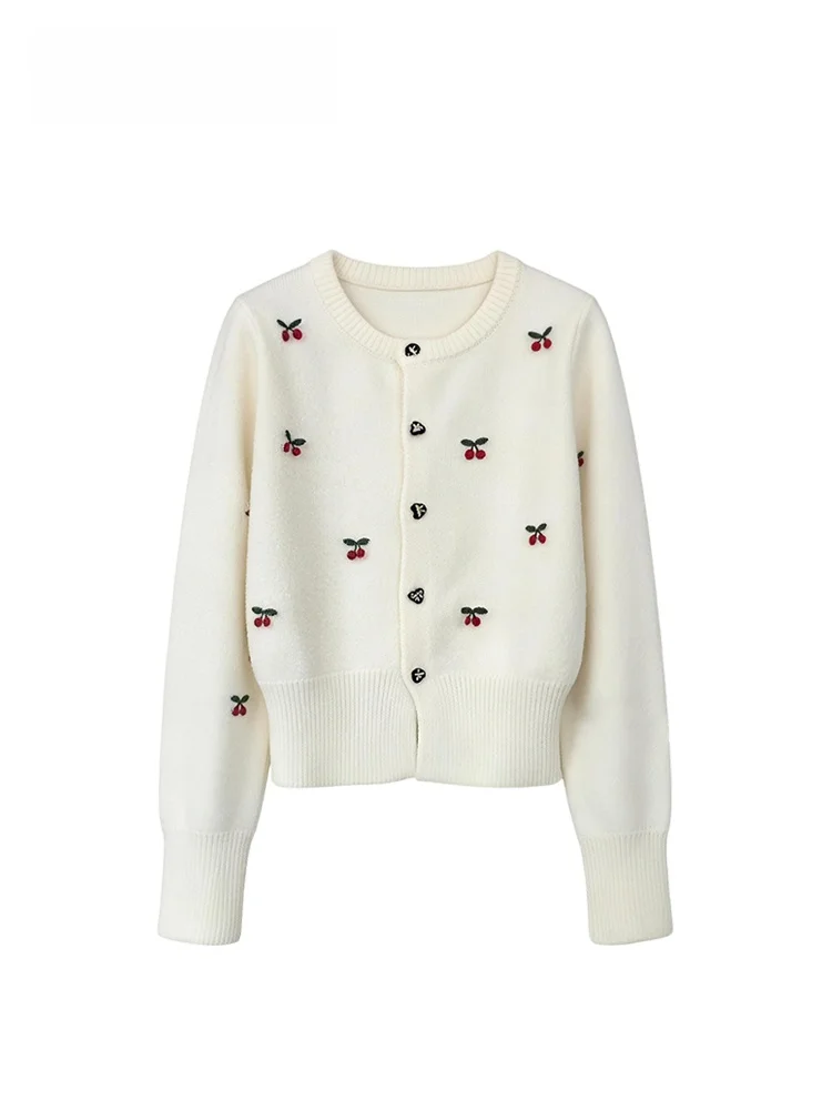 

Loose Sle plus Size Women's Knitted round Ne Top Meat Concealing Slimming Outerwear Long Sve Mid-Length Polyester Fiber