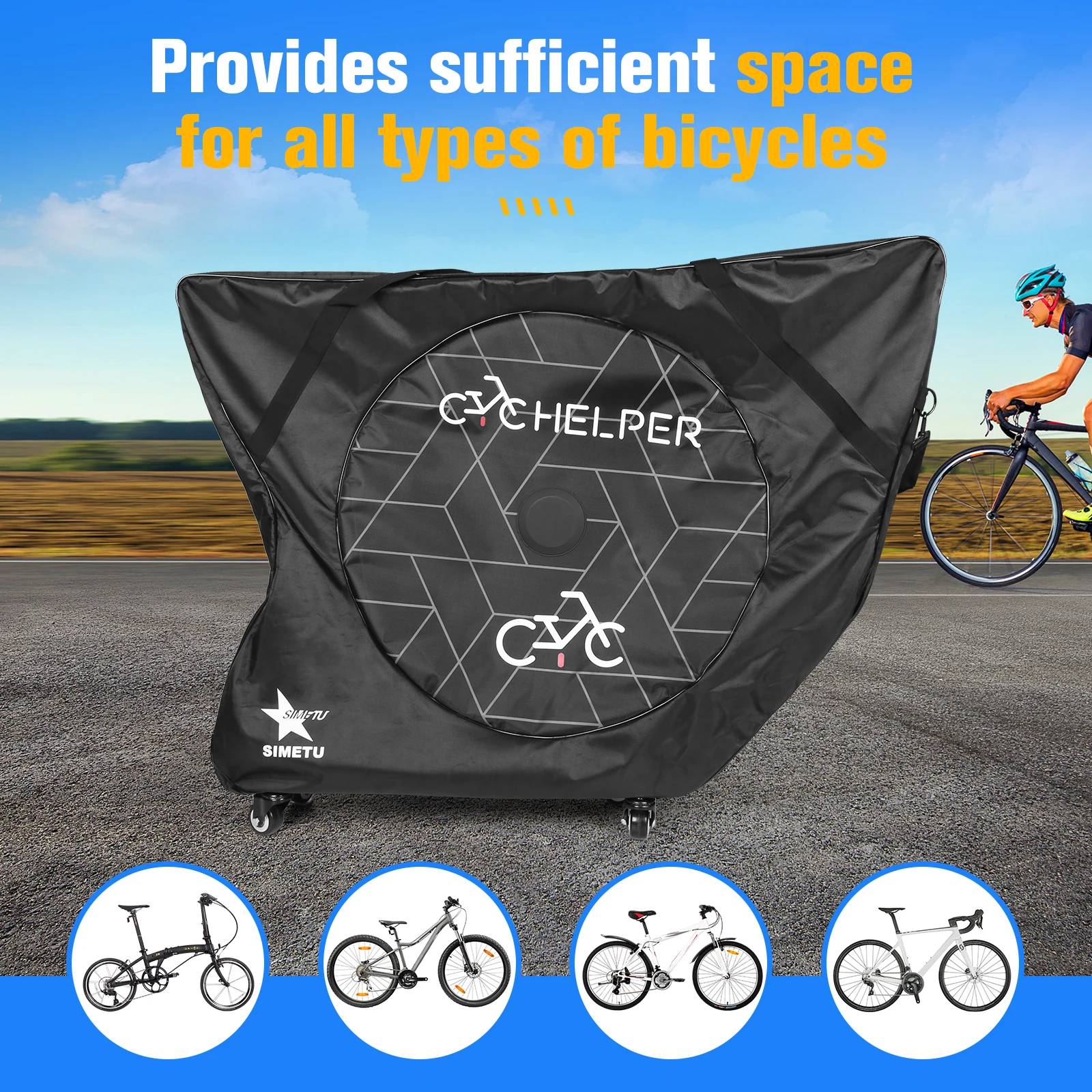 Bolsa de herramientas de viaje para bicicleta, bolsa de transporte para bicicleta, funda para bicicleta de carretera, vuelo aéreo, No es necesario quitar el manillar, maleta, accesorios para bicicleta