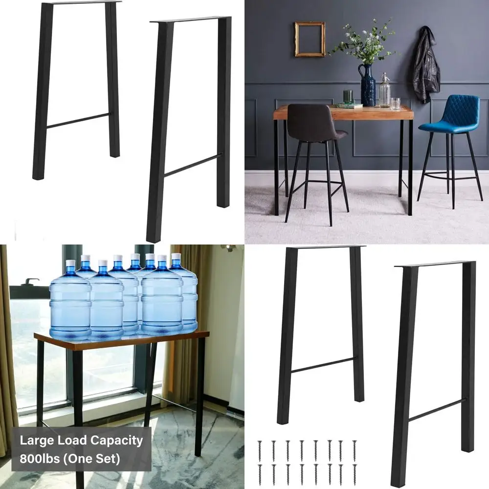 

Set of 2 Black Heavy-Duty Metal Legs for 40 Dining Table or Bar Desk, Ideal for Home DIY Furniture