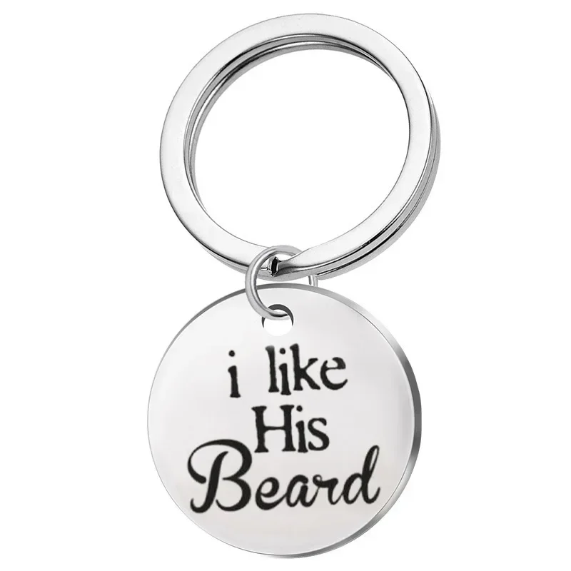 Cute Couples Funny Keychain Pendant Husband Wife Anniversary Birthday Wedding Gift Key Chain Keyring I Like Her Butt/his Beard