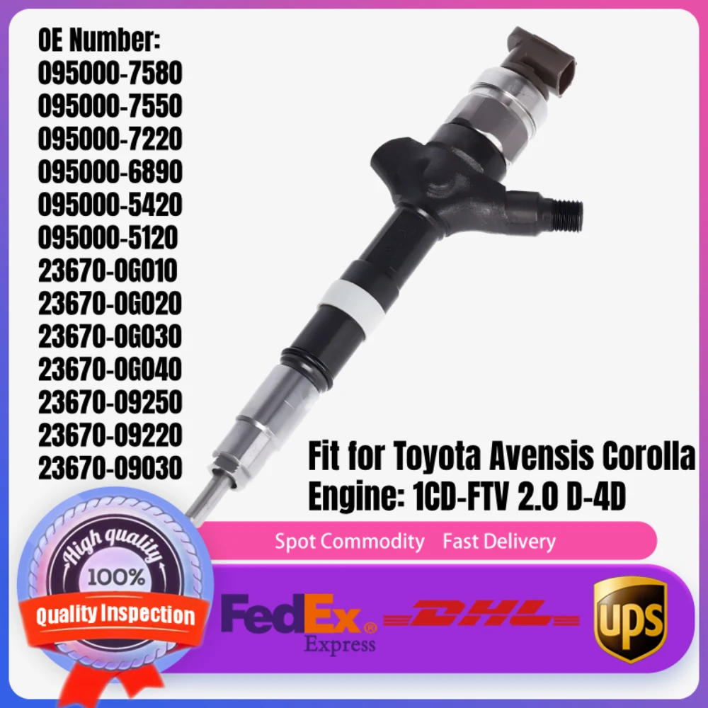 

Diesel Fuel Injector 095000-7580 23670-0G010 23670-09250 for Toyota Avensis Corolla 2.0 D-4D 1CD-FTV Engine