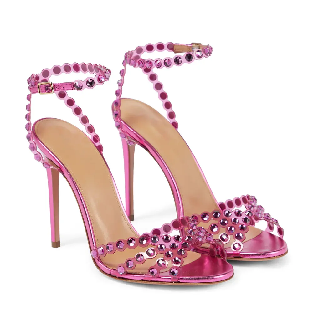 

Elegant Solid Color Chain Ladies Shoes Fashion Round Toe Women Sandals Luxury Banquet High Heels Famous Brand Design Chic Pumps