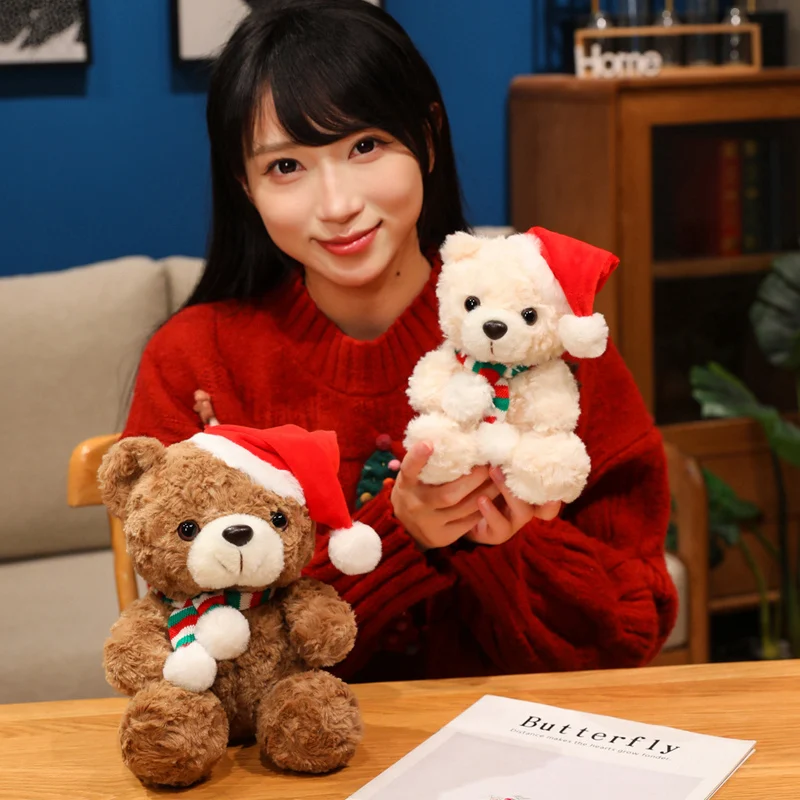 Lovely Cartoon Christmas Scarf Bear Penguin Soft Stuffed Elk Teddy Bear Doll Plush Toy Decoration Girl Boy Kids Christmas Gift