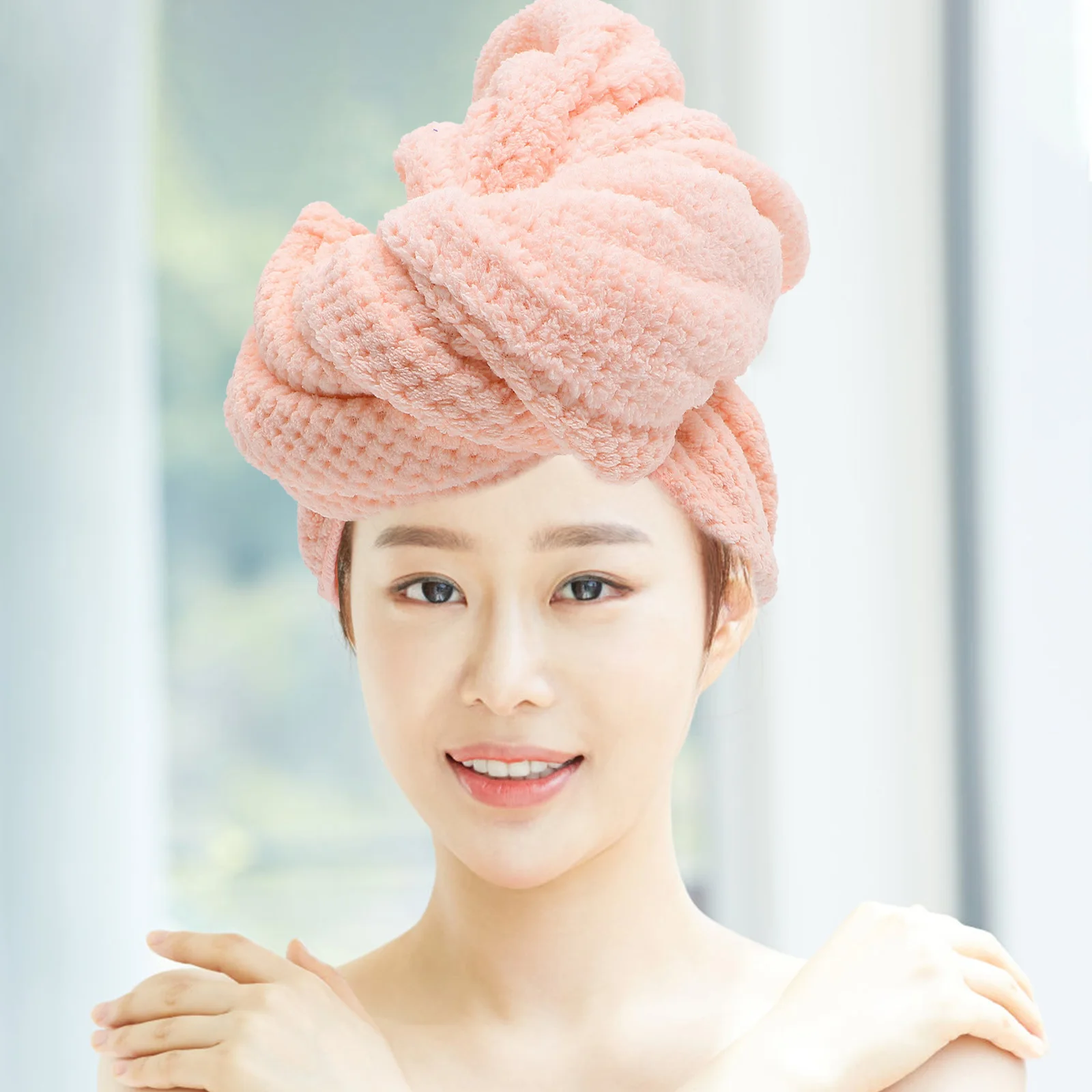 المرجان الصوف غطاء تجفيف الشعر سميكة سريعة الجافة حمام رئيس منشفة لف للنساء ماصة للماء عمامة دش قبعة كبيرة