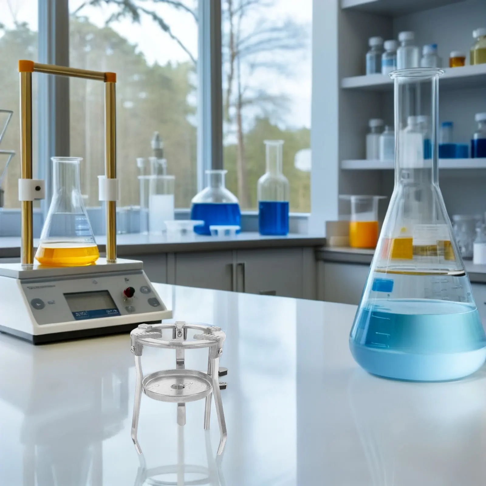 Laboratory Tripod Stand Stainless Steel Detachable Tray Stable Support for Science Experiment Chemistry Lab Heating Burner