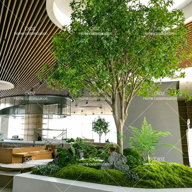 Custom Bionic Drunk Wood Simulation Tree Indoor Outdoor Decorative Plant for Hotel Window Landscaping New Chinese Style