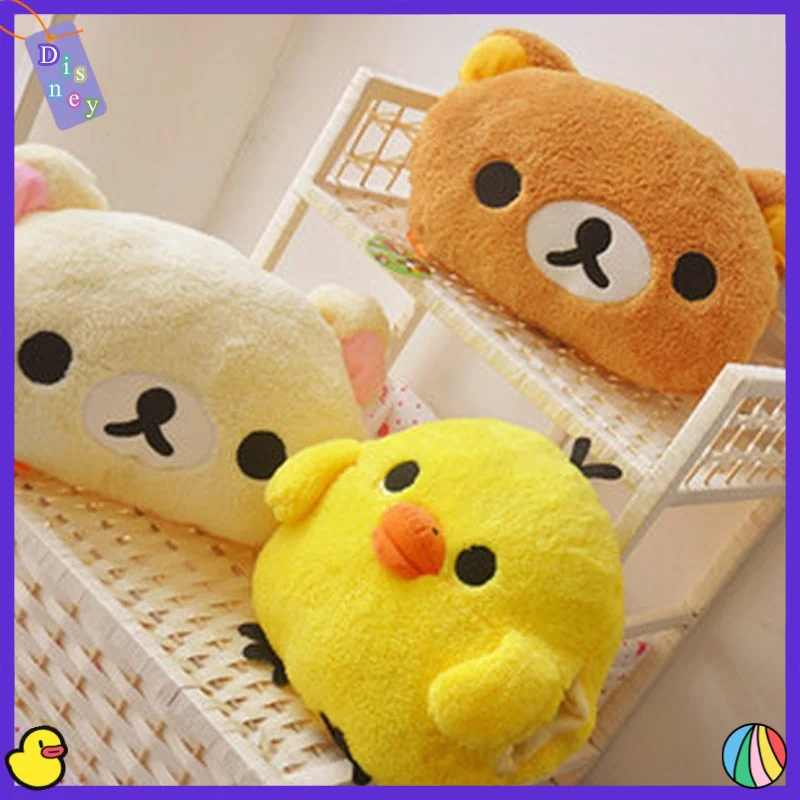 Kawaii Rilakkuma Plush Pillow Toy Kiiroitori Chick Couple Teddy Bear Stuffed Peripheral Products Hand Warmers Doll Kids Gift