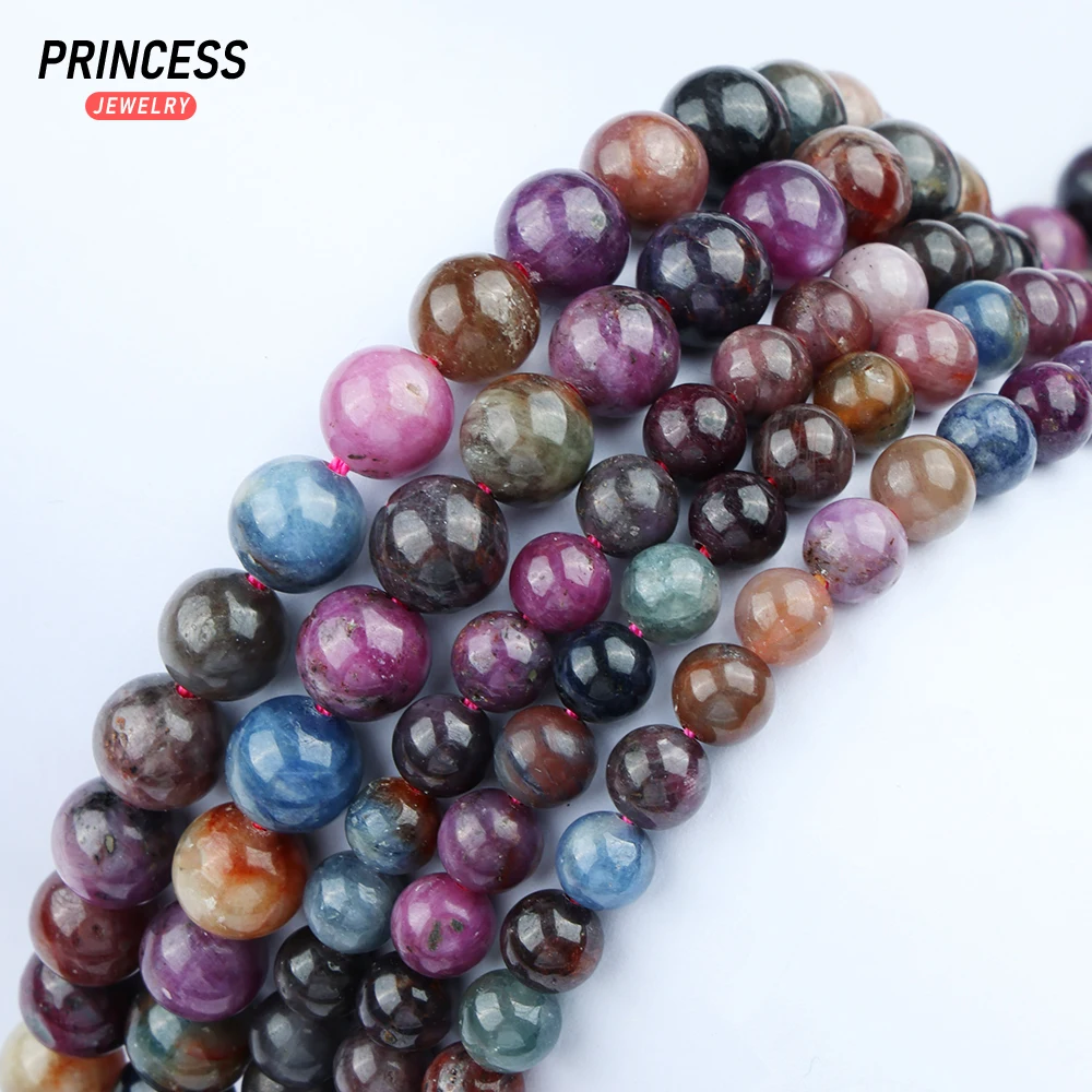 A+ Natural Mixed Ruby Sapphire Without Any Treatment 6mm 8mm Loose Beads for Jewelry Making Wholesale Stone Beads DIY Accessori
