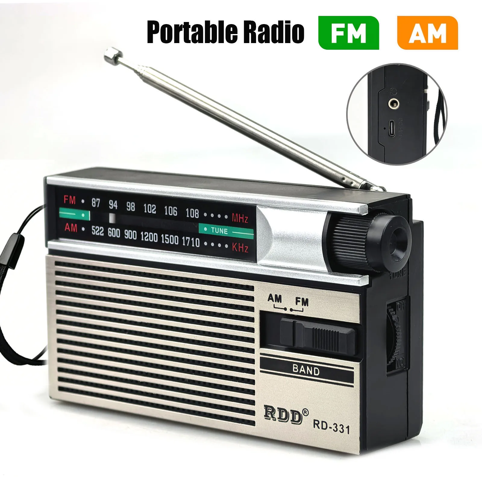 Mini Portable Radio AM FM Longest Lasting Best Reception with Headphone Jack for Running Walking Battery Powered Type-C Charing