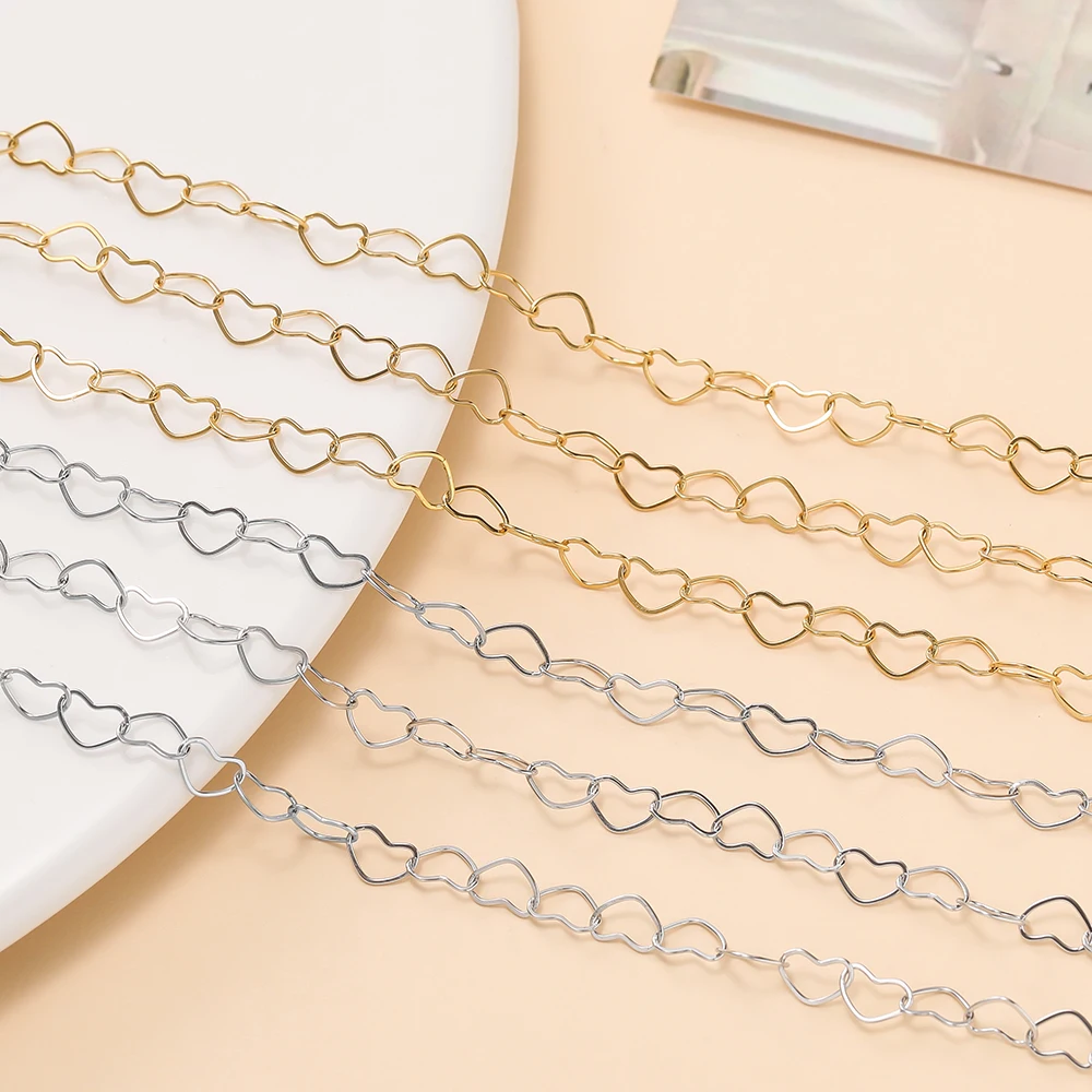 1Meter Stainless Steel Never Fade Hollow Heart Chains Link Handmade DIY Trendy Necklace Bracelet Anklets Jewelry Making Supplies