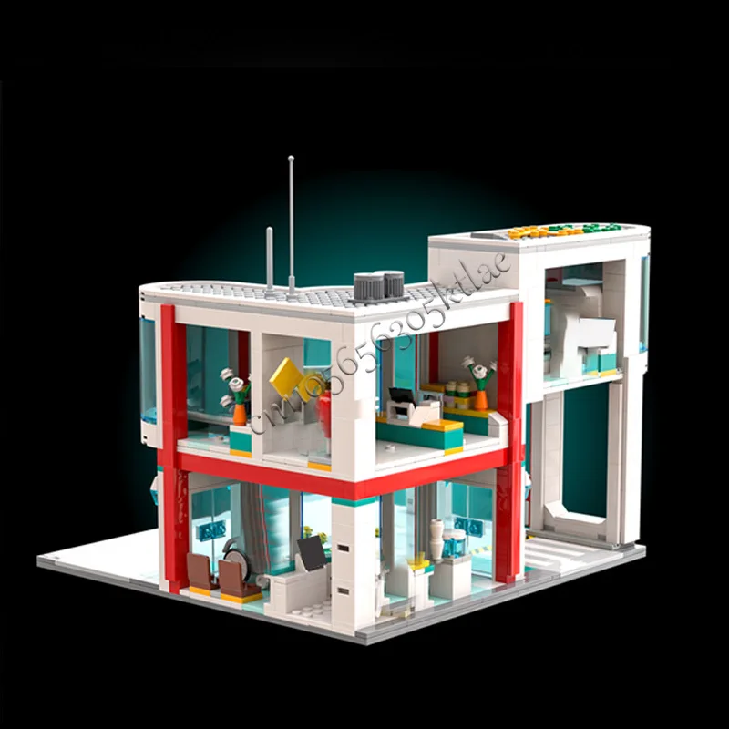 810 قطعة مستشفى مدينة شارع المنزل MOC تخصيص وحدات بنة شعبية التعليمية للأطفال تصميم لتقوم بها بنفسك لعبة عيد الميلاد هدية