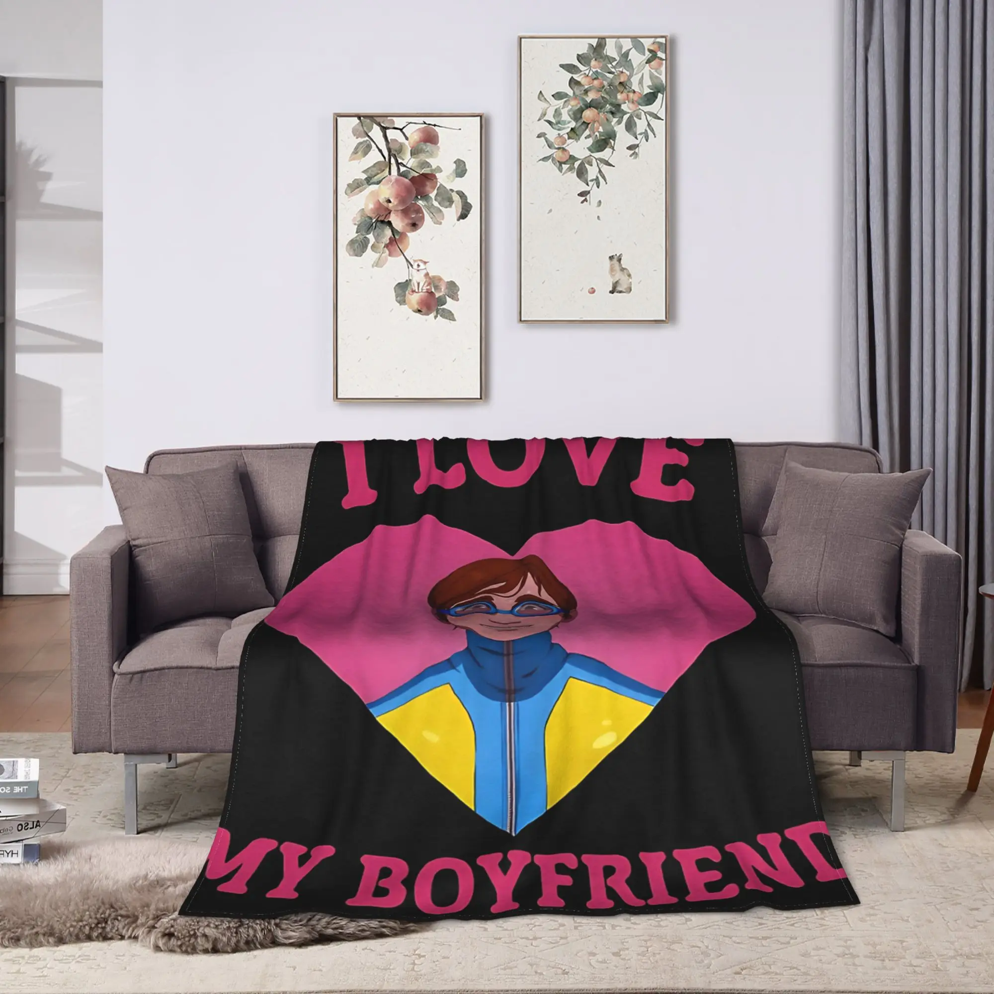 I Love My Boyfriend Waterboy Dispatch Game Blanket  Airplane Travel For Outdoor Warm Soft Design Quality Bedspread Gift