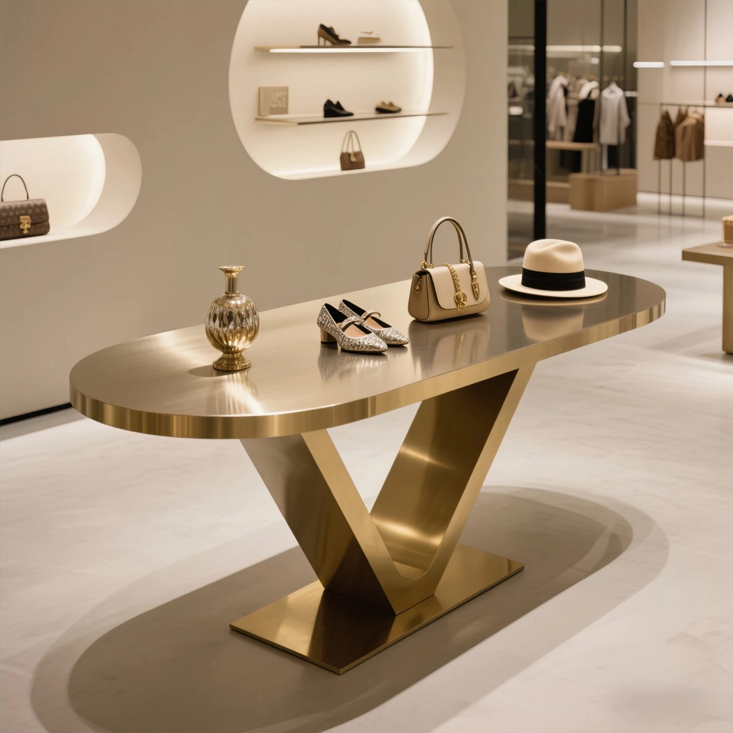 

Clothing store Nakajima table Stainless steel water table Shoe bag display table