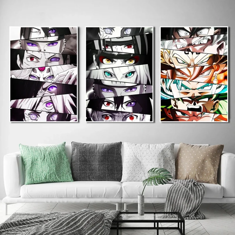 Anime One Piece Naruto Eyes No Frame Print Canvas Luffy Picture Dragon Ball Painting Team Bandai Poster Wall Artwork Home Decor