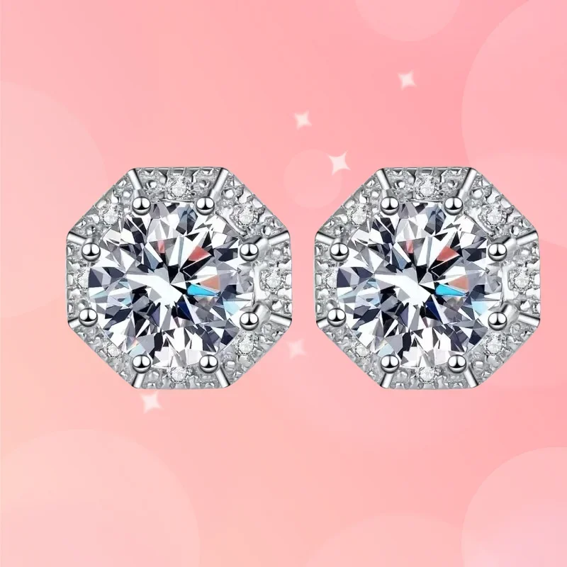 

Классические платиновые женские серьги-гвоздики PT950 карат с настоящим муассанитом и бриллиантами 1 карат для женщин, блестящие украшения для семьи, подарок на день рождения