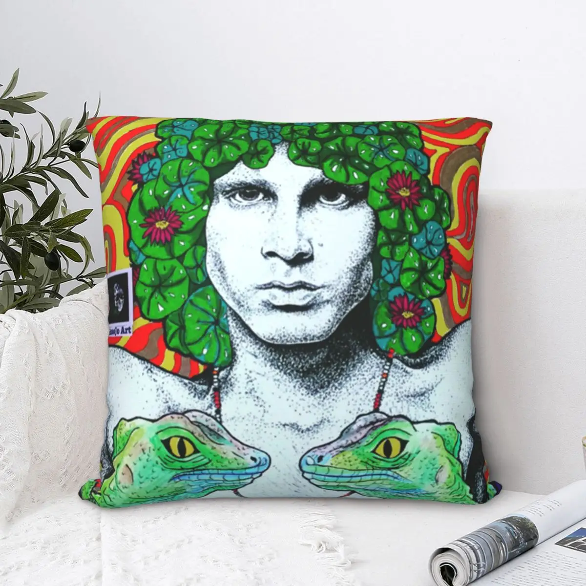 The Doors Psychedlic Classic Square Pillowcase Polyester Pillow Cover Velvet Cushion Zip Decorative Comfort Throw Pillow Home