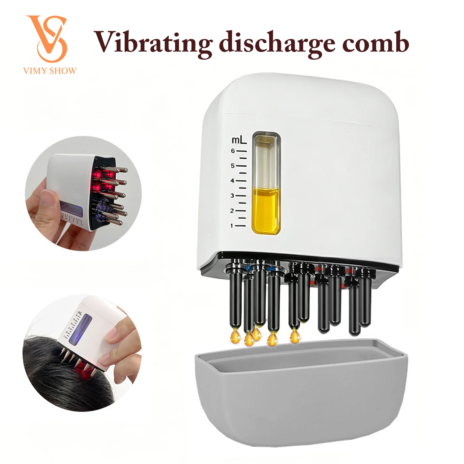 Electric Head Scalp Massager Hair Growth Oil Serum Comb Anti Hair Loss Scalp Red Light Vibrating Discharge Comb for Home Travel