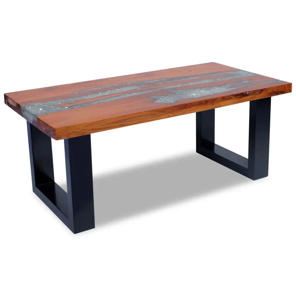 Wood Rectangle Coffee Table Teak Resin Handmade Living Room Home Decor Furniture 39.4