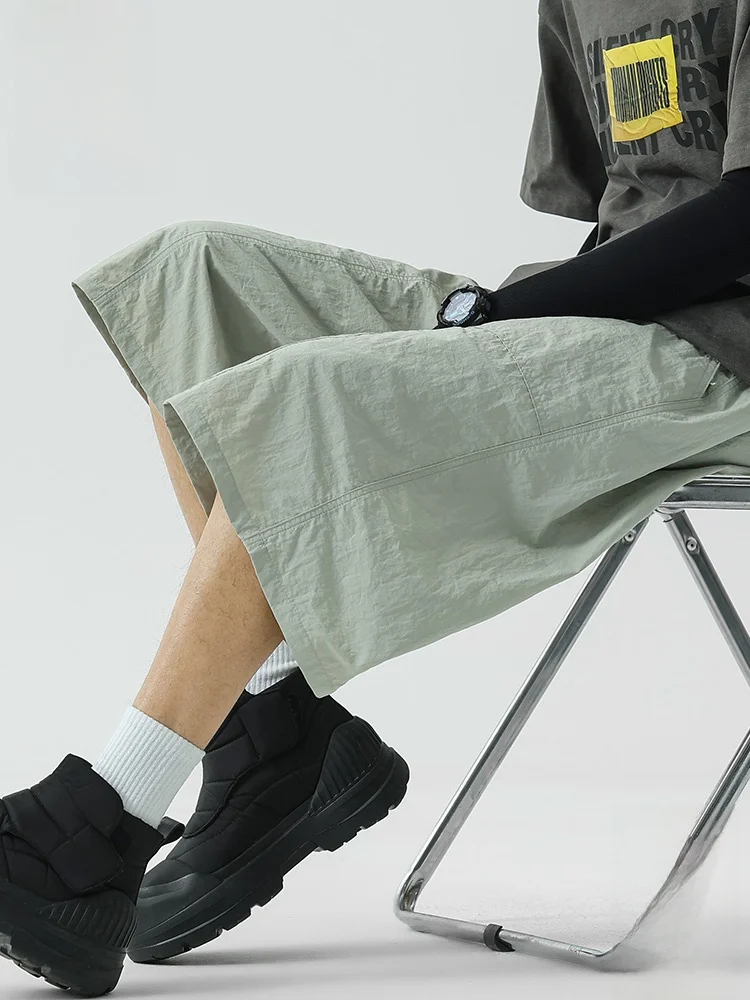 

Мужские летние модные свободные повседневные универсальные брюки Paul Frank American Style из ледяного шелка с широкими штанинами и прямым кроем, длиной 7/8