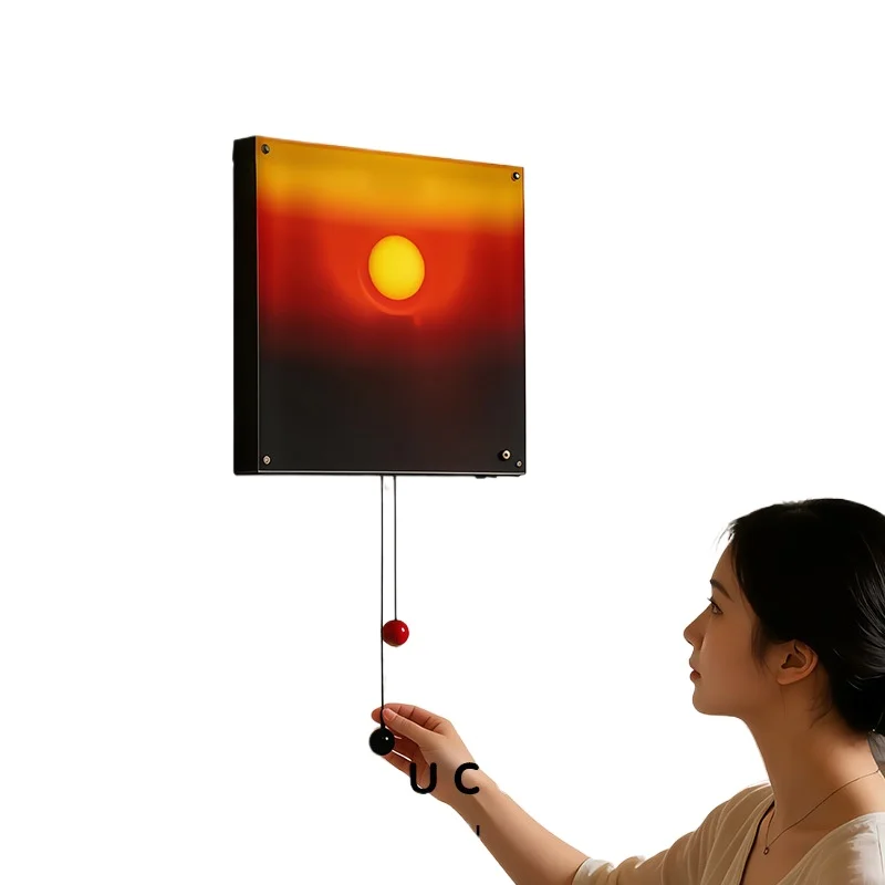 Sunset wall lamp, hand-pulled lift sunrise sunset entrance hanging painting atmosphere light