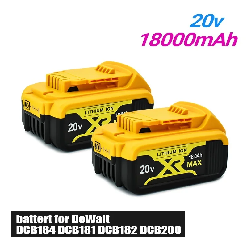 To 2022 Original For DeWalt 18V 18.0Ah Rechargeable Power Tools Battery with LED Li-ion Replacement DCB205 DCB204-2 20V DCB206