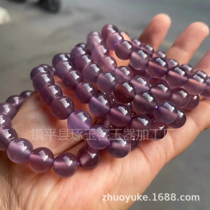 Natural Brazilian Emperor Purple Jadeite Bracelet Raw Mineral Ice Transparent Smoke Purple Agate Buddha Bead Jade Jewelry 4