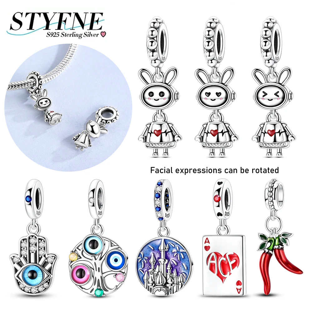 

Charms 925 Silver Rabbit Robot Fatima's Hand Guarding Tree of Life Pendant Beads Fit Original Bracelet Women Jewelry Gift Making