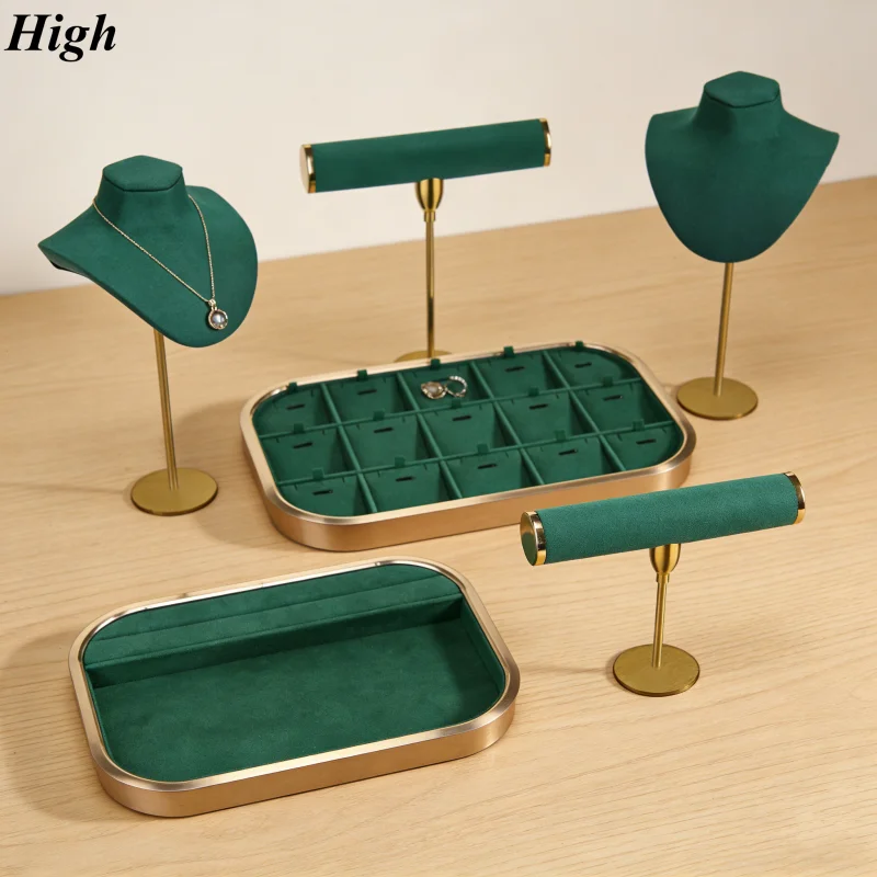 

Роскошный металлический лоток для демонстрации ювелирных изделий, ожерелье, лоток для колец, высококачественный бархат, лоток для хранения ювелирных изделий из микрофибры