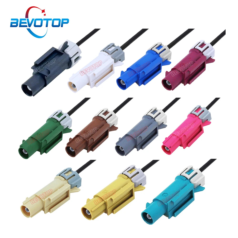 1PCS Fixing Waterproof Fakra A/B/C/D/F/G/H/I/K/Z Male to Male Plug Car Camera Video Wire Harness RG174 Jumper BEVOTOP Auto Cable