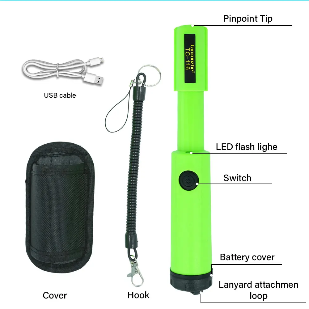 Handheld Metal Detector TC-116 High Sensitivity Positioning Rod With Anti-scratch Protection Cover Metal Pinpointing