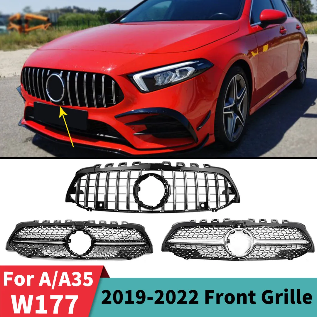 GT Diamond Style Front Grille Bumper Grill Modification For Mercedes W177 Benz A or A35 W177 2019-2022 like A180 A200 A220 A250