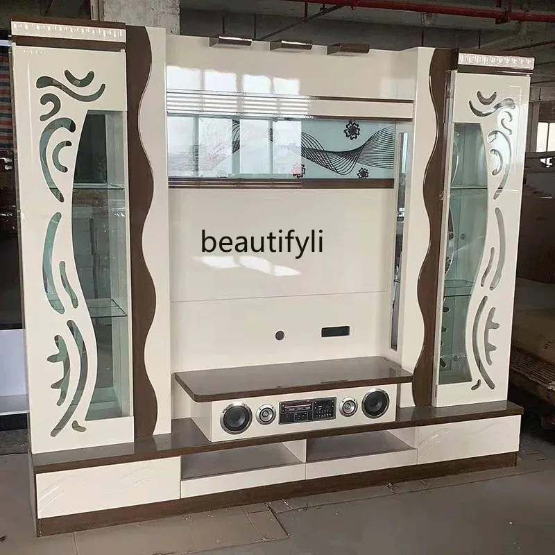M71 Living room background cabinet LED chandelier Multifunctional storage floor cabinet TV cabinet