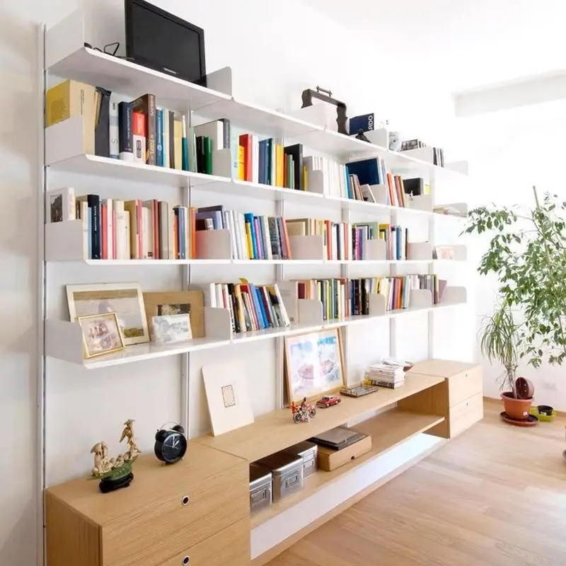 Wall hanging invisible track bookshelf medieval shelf combination multi-layer baffle storage decorative wall shelf