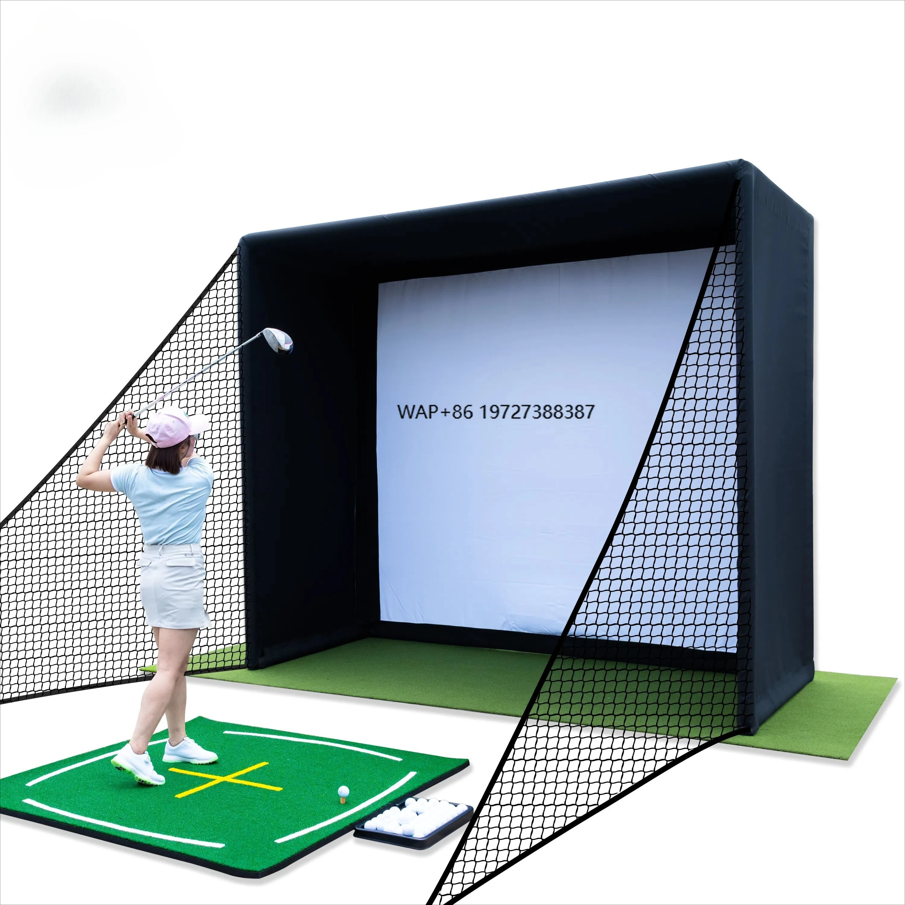

Hot Selling Golf Simulator Enclosure Nets 10 X 8 ft with HD Impact Display Screen for Indoor Outdoor Golf Practice