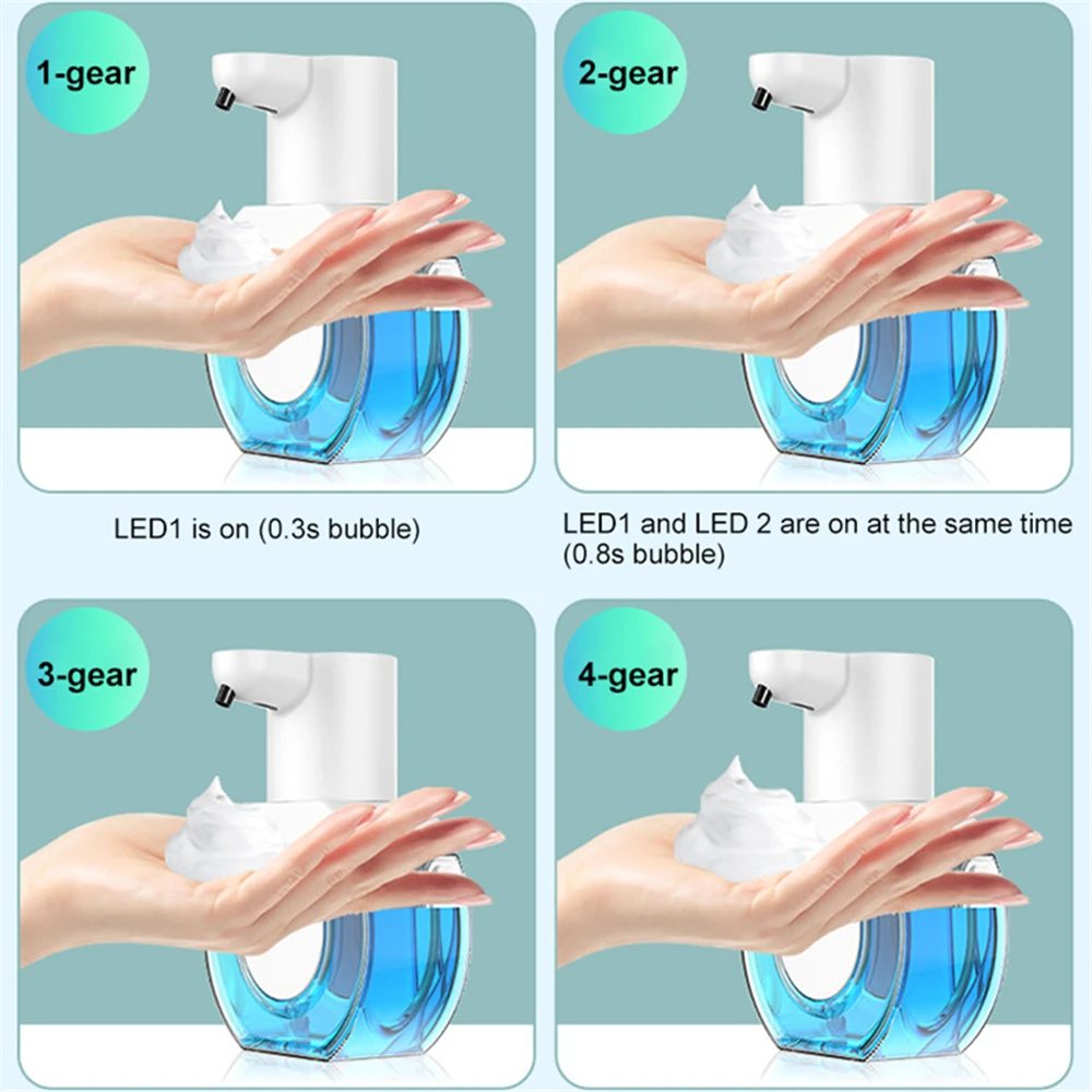 430ML Automatic Sensor Soap Dispenser Rechargeable 4 Gears Adjustable Wall Mounted Infrared Induction Foam Liquid Soap Dispenser