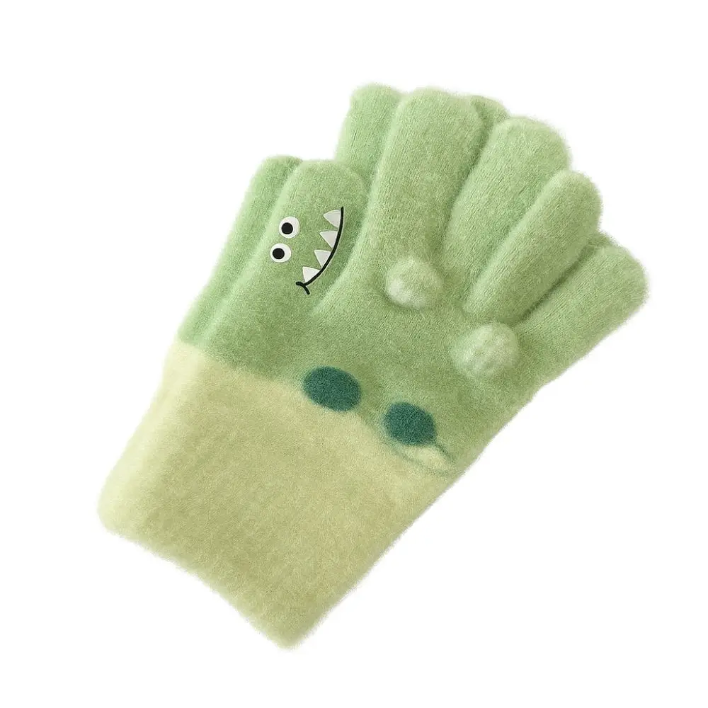 

Cartoon Alligator Printed Kids Knitted Gloves Soft Knitted Cold-Resistant Baby Mittens Thick Warm Stretchable