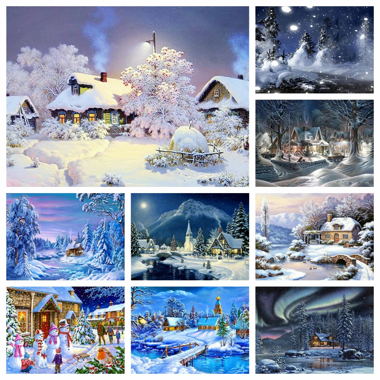 

DIY 5D Diamond Painting Villa Winter Landscape Resin Mosaic Landscape AB Diamond Embroidery Handicraft Home Decor Gift