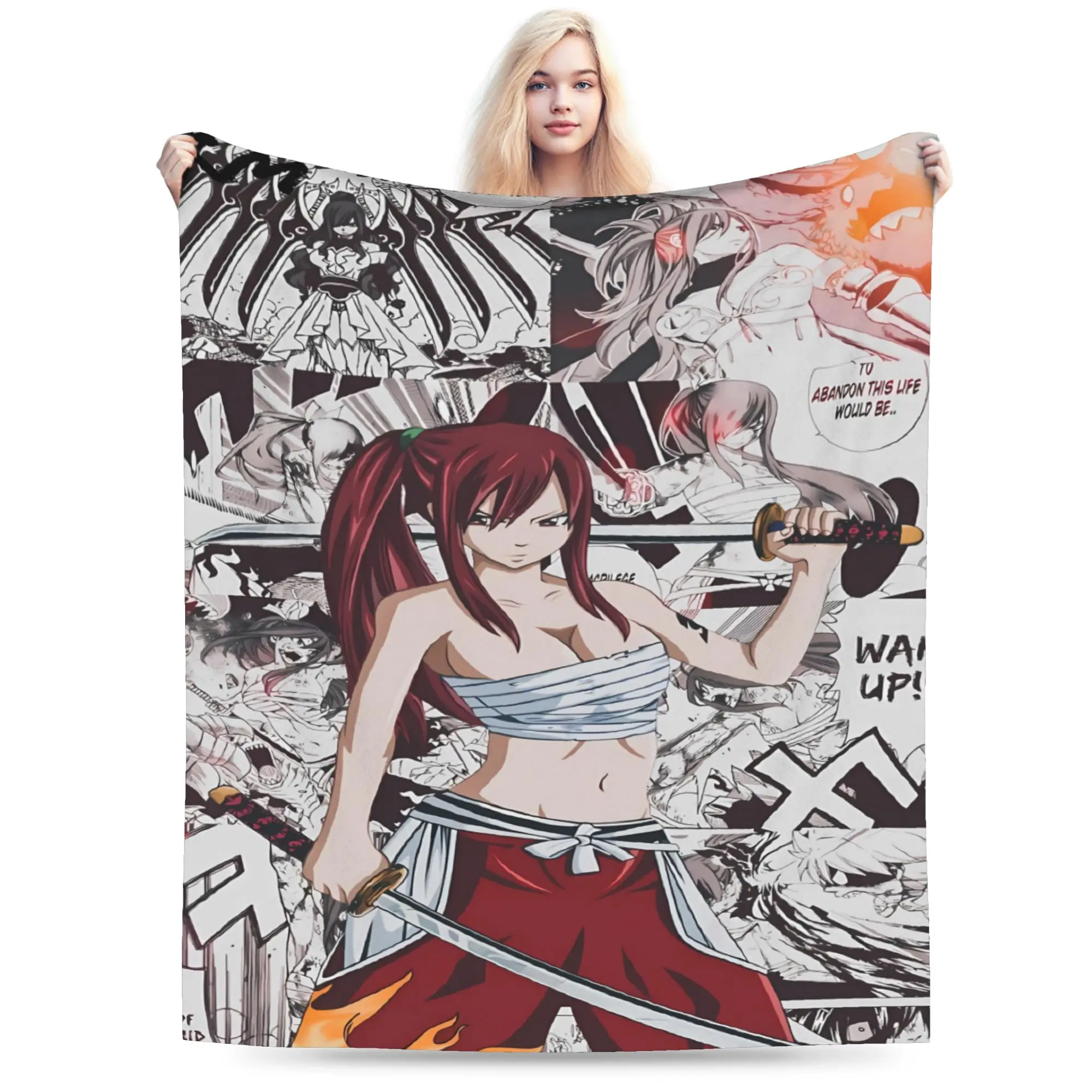 Fiery Fairy Tail Natsu Fire Form Blanket  Picnic Flannel Throw Blanket For Couch Chair Super Warm Design Quality Bedspread Gift