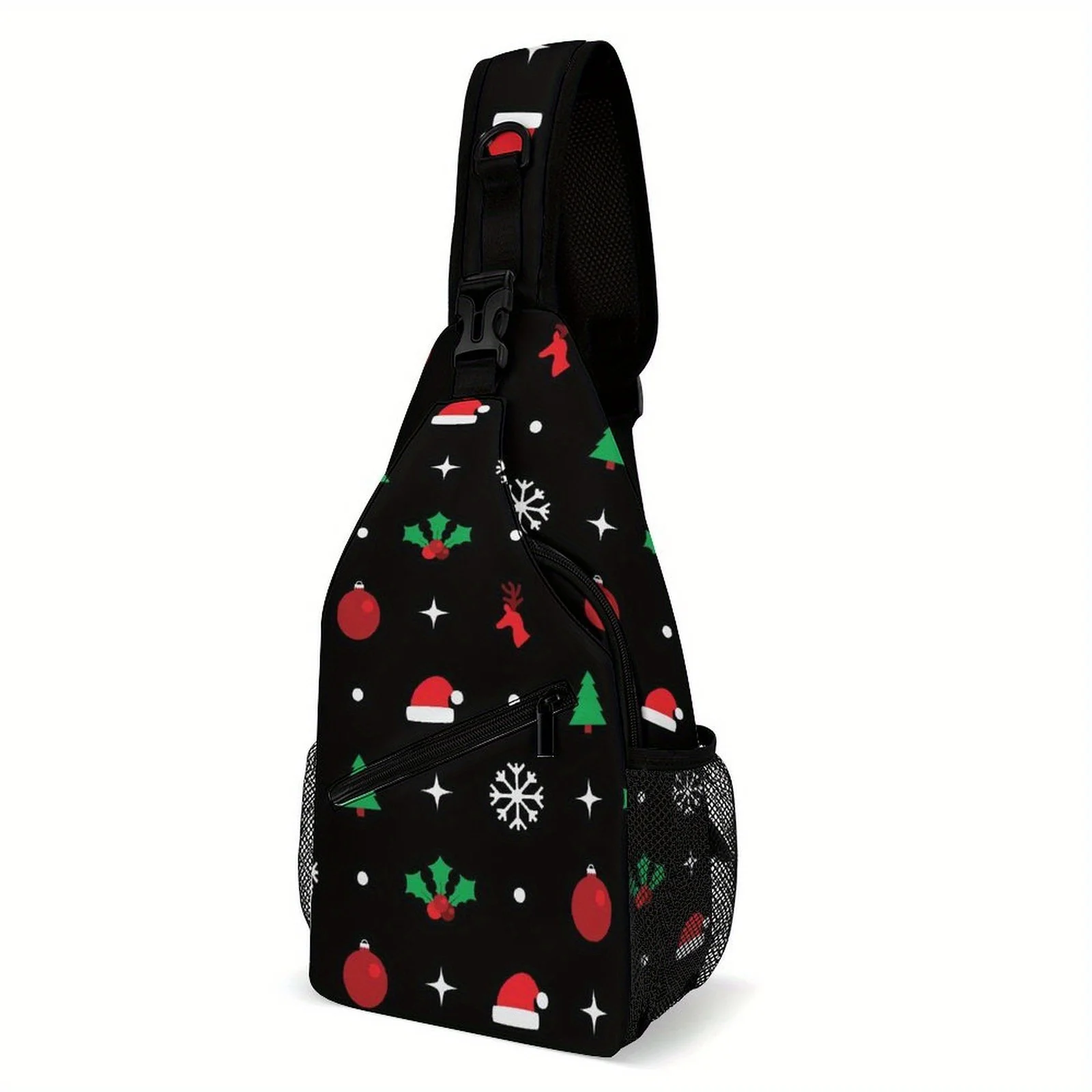 Christmas Pattern Crossbody Chest Bag Stylish Printed Sling Bag with Spacious Interior for Commuting Outdoors, and Gifting