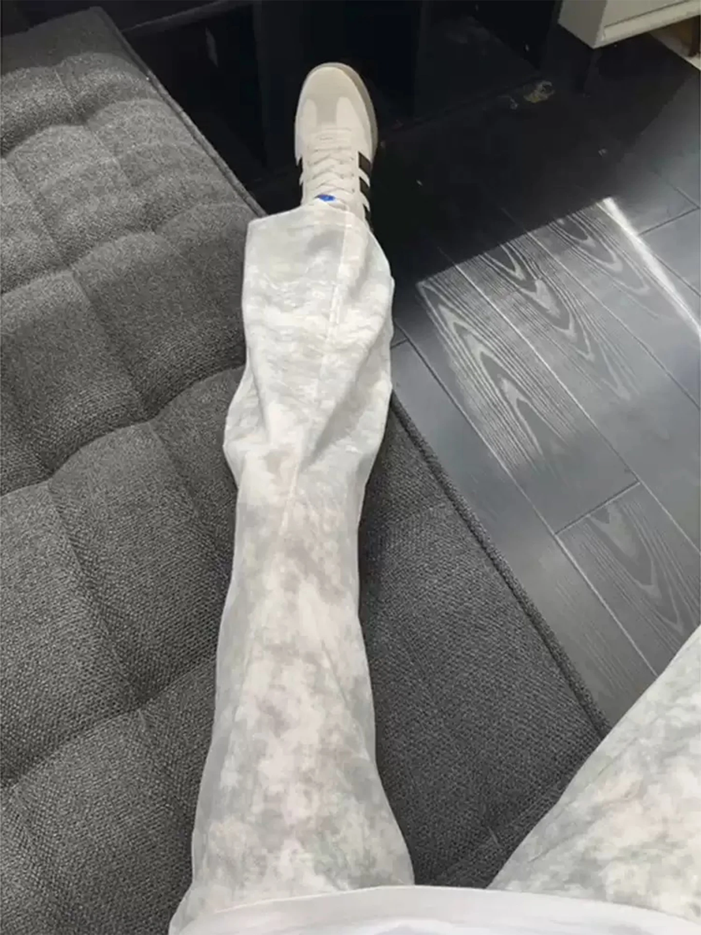 

American Retro Tie Dye Men's Straight Leg Pants CleanFit Design Heavyweight Durable Comfortable Casual Trousers for Autumn