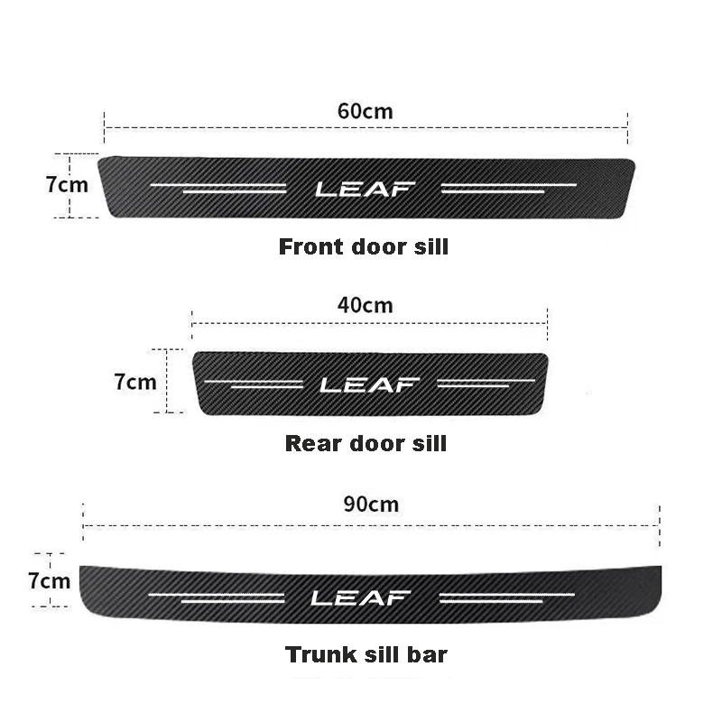 Carbon Fiber Decals For Nissan Leaf Car Door Sill Stickers Auto Trunk Door Sill Scuff Covers Accessories Car Styling