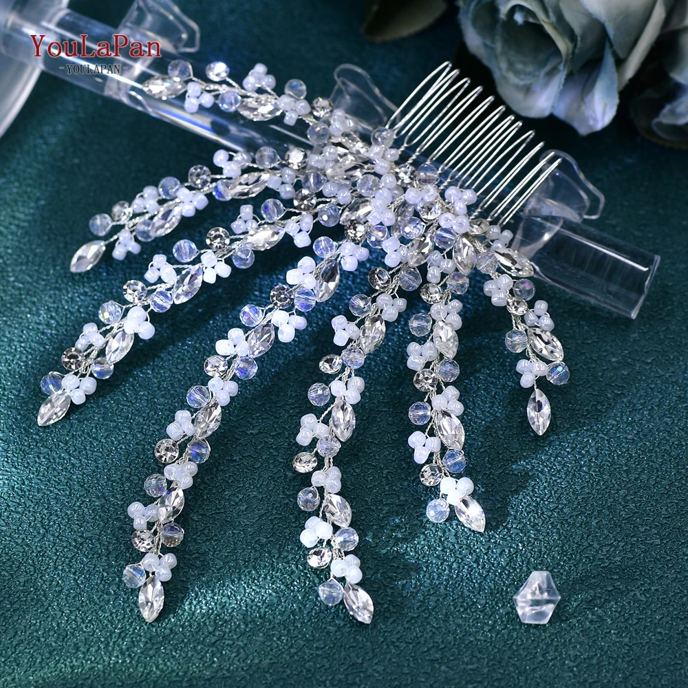 

YouLaPan Bride Crystal Headband Sparkly Rhinestone Hair Comb Hair Accessories Elegant Women Wedding Banquet Headwear Gift HP651