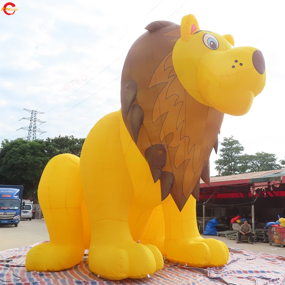 Fast Shipping 6mH Giant Inflatable Lion Replica Model Strong Animal Cartoon for Outdoor Commercial Advertising Decoration