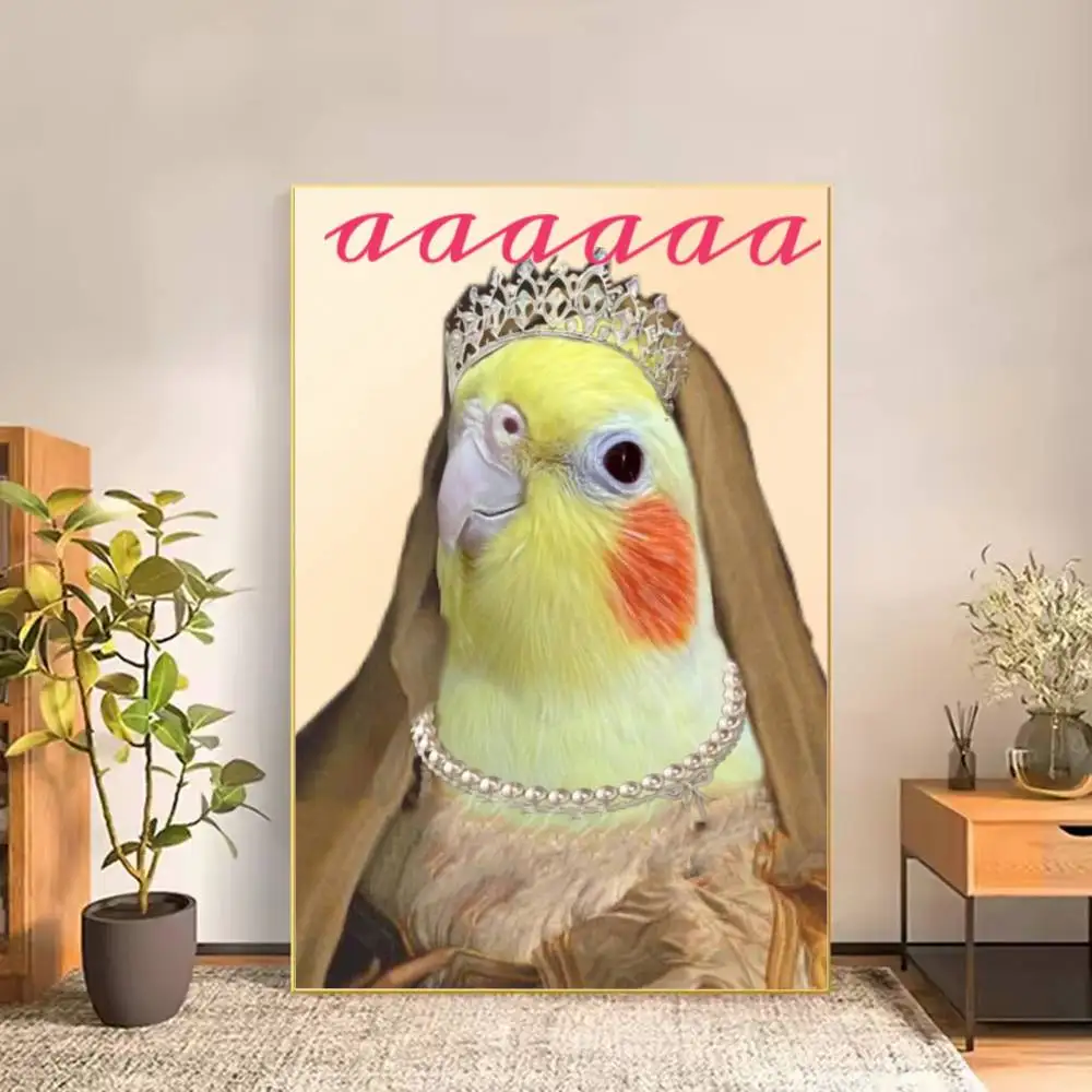 Chubby Cockatiel Parrot Bird Poster Versatile HD Waterproof Wall Art Self-Adhesive Decor for Any Space Ideal Gift