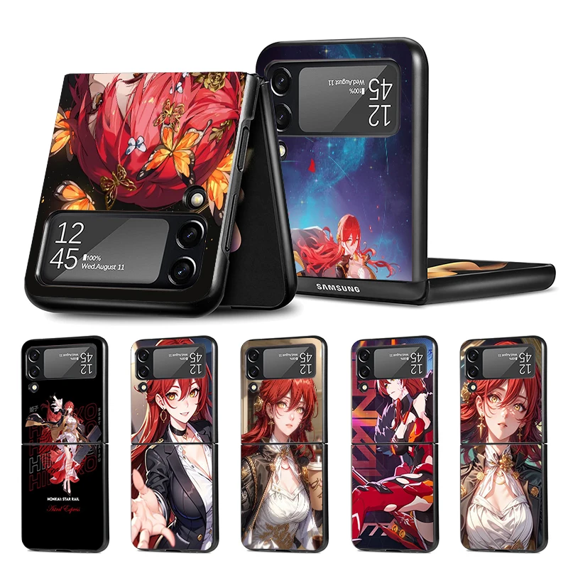 Honkai Star Rail Himeko Z Flip 4 Phnoe Case For Samsung Z Flip 3 5 5G Black Hard Shell Galaxy ZFlip3 ZFlip4 ZFlip5 Unique Cover