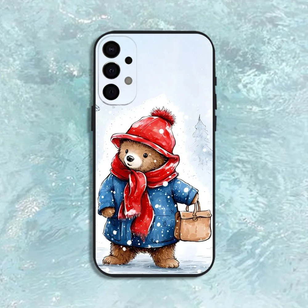 Милый чехол для телефона P-Paddington B-Bear для Samsung S25, S24, S21, S22, S23, S30, Ultra, S20, Plus, Fe, Lite, Note, 10,9,5G, черный чехол