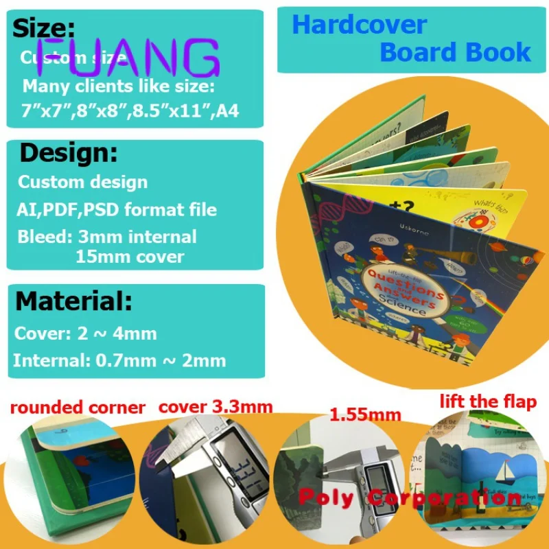 Custom  China Publisher Colorful Story Picture Printing Cardboard Children Board Book