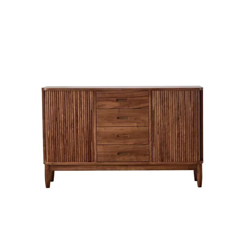 Nordic black walnut side cabinet cherry wood log porch storage wine cabinet storage