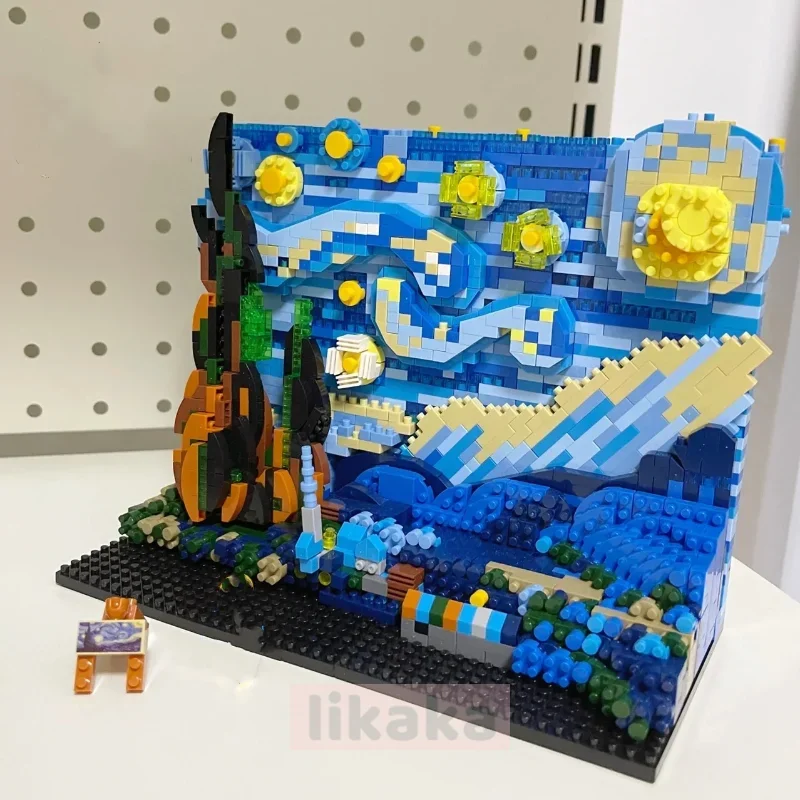 Kanagawa Building Blocks Toys Creative 3D Puzzle Van Gogh Starry Painting Micro Blocks Juguetes Bricks Toys for Boys Girls Gift